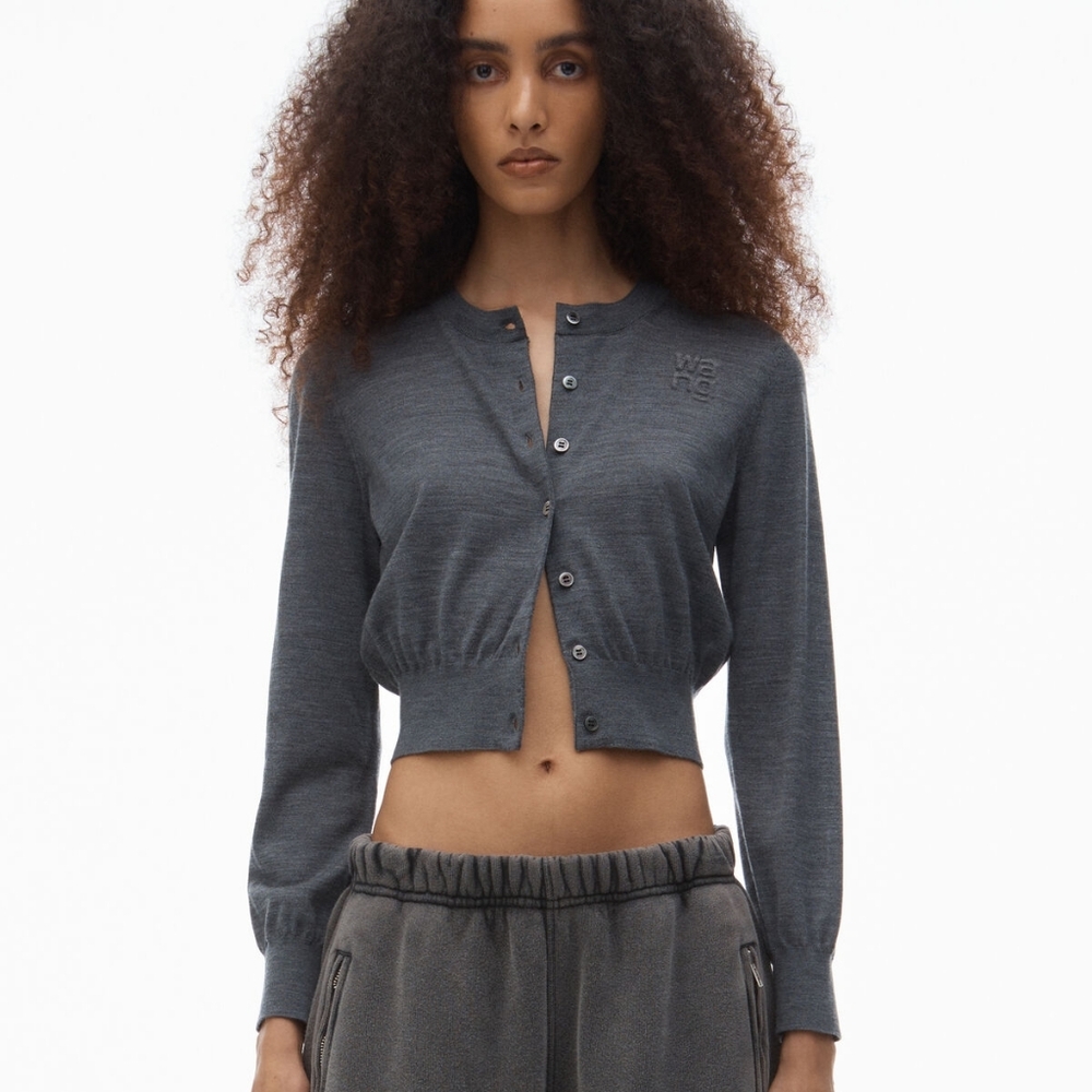 AW logo cropped cardigan in superfine merino
